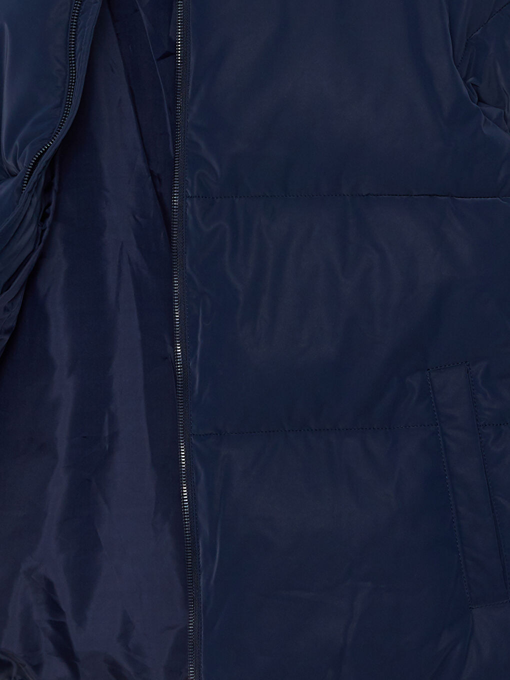 Lacivert Standart Kalıp Dik Yaka Erkek Şişme Mont-7