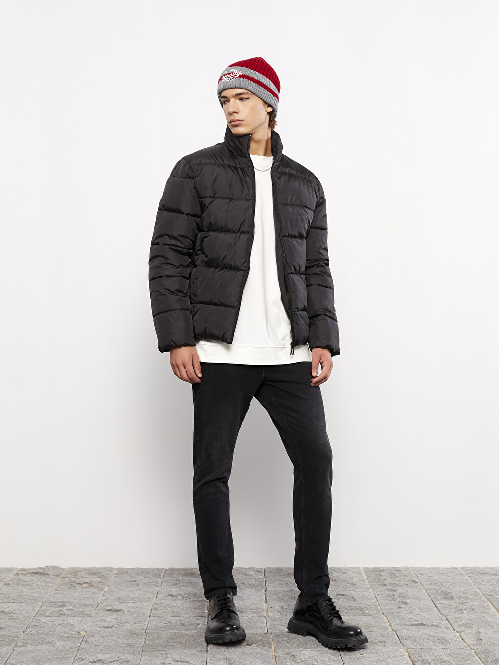 Standard Fit Funnel Neck Men's Puffer Coat-2