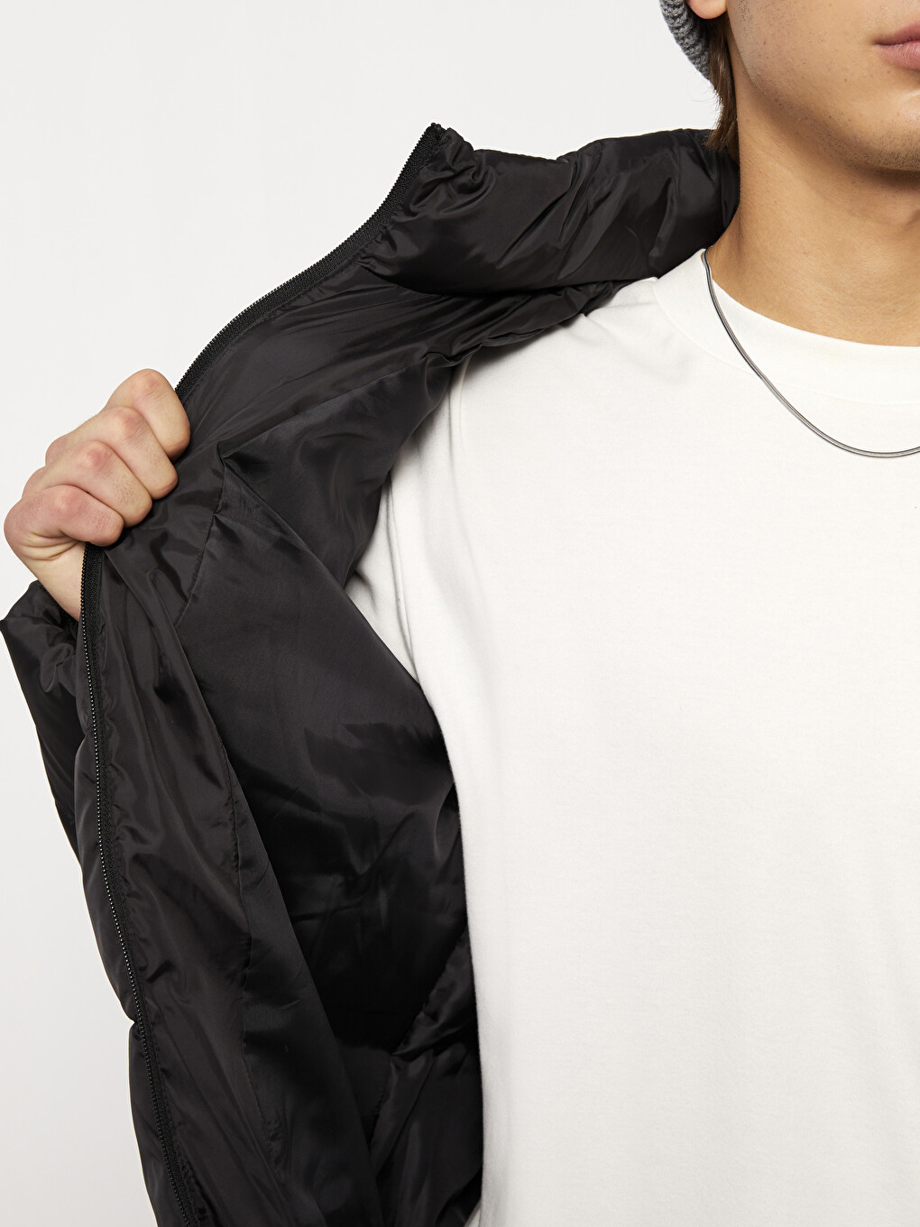 Standard Fit Funnel Neck Men's Puffer Coat-3