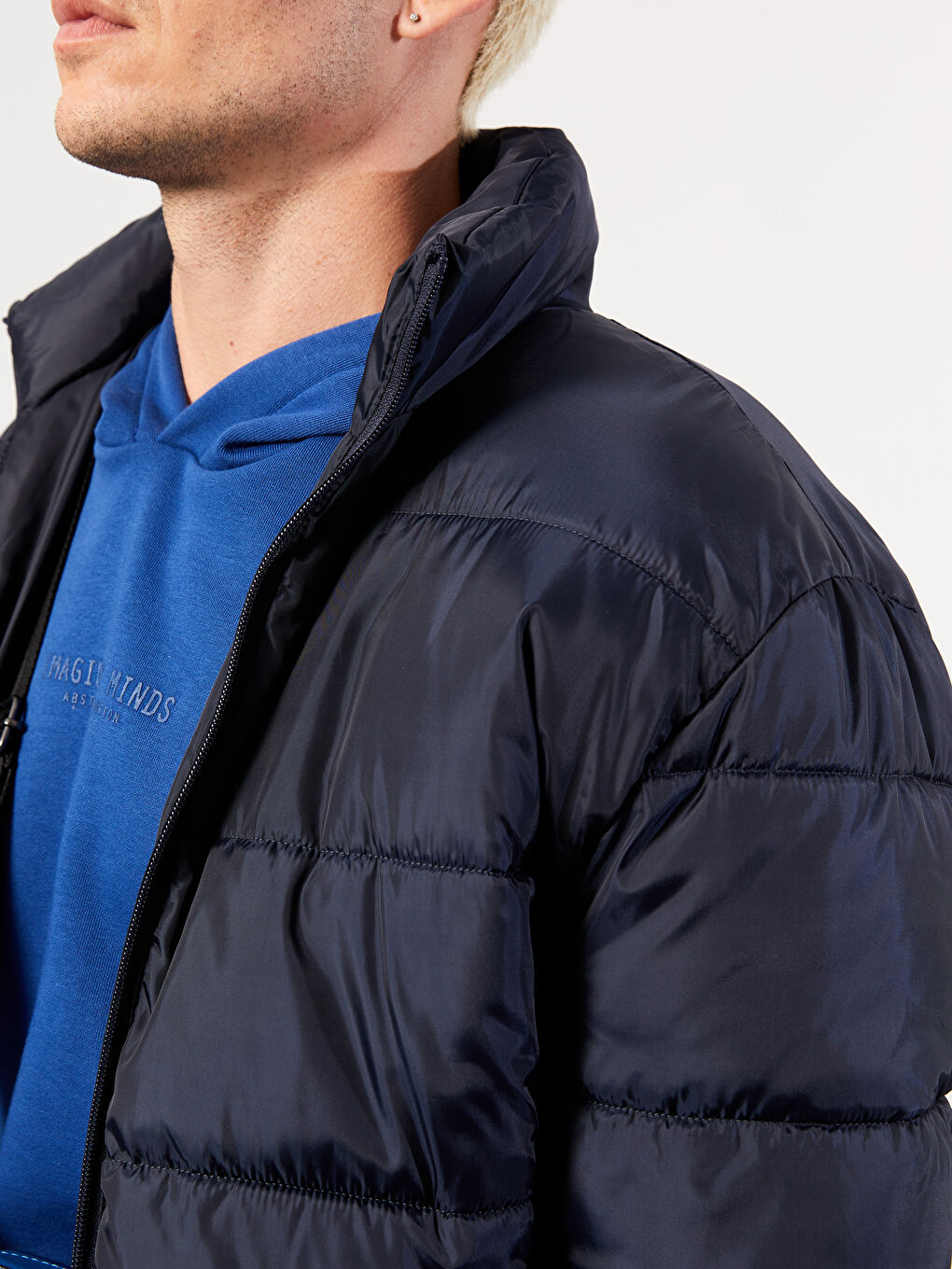 Standard Fit Funnel Neck Men's Puffer Coat-4