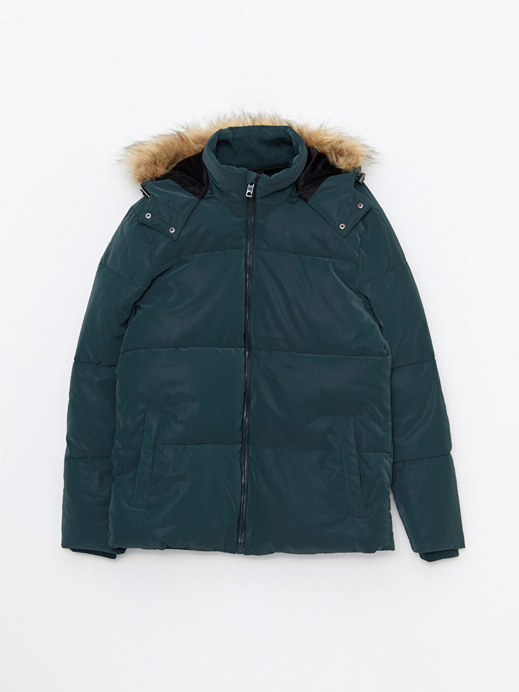 Palton Matlasată Pentru Bărbați Cu Glugă Croială Standard-5