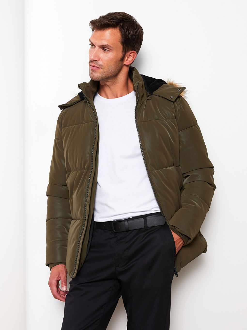 Manteau Bouffant à Capuche Coupe Standard pour Hommes