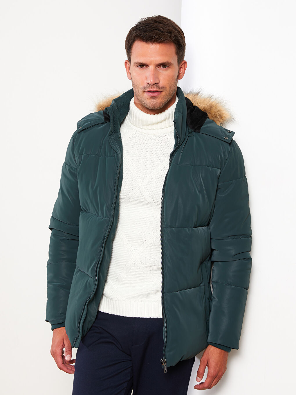 Palton Matlasată Pentru Bărbați Cu Glugă Croială Standard