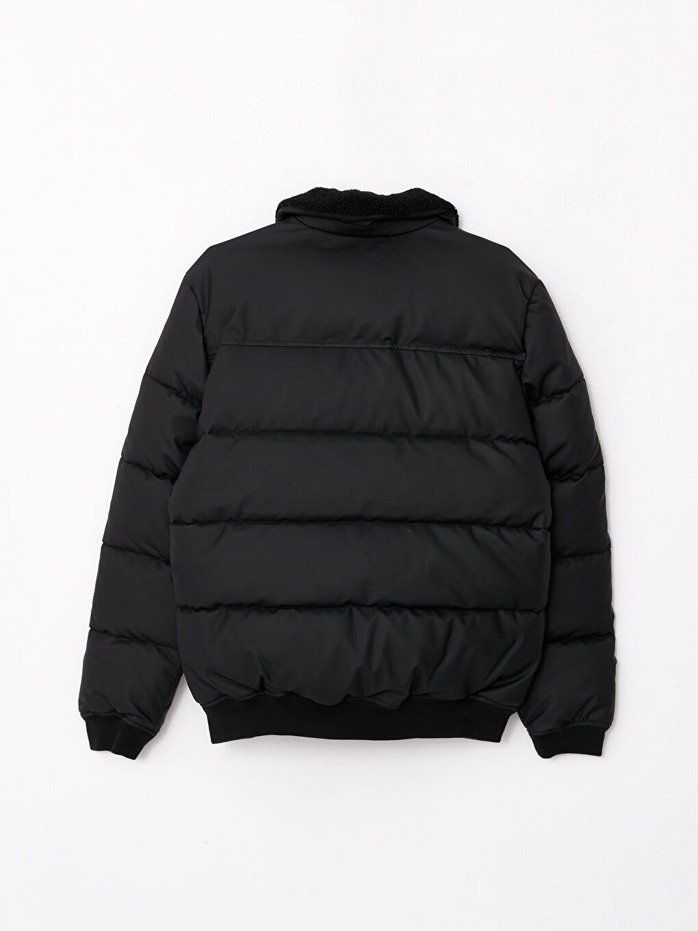 Siyah Standart Kalıp Gömlek Yaka Erkek Şişme Mont-6