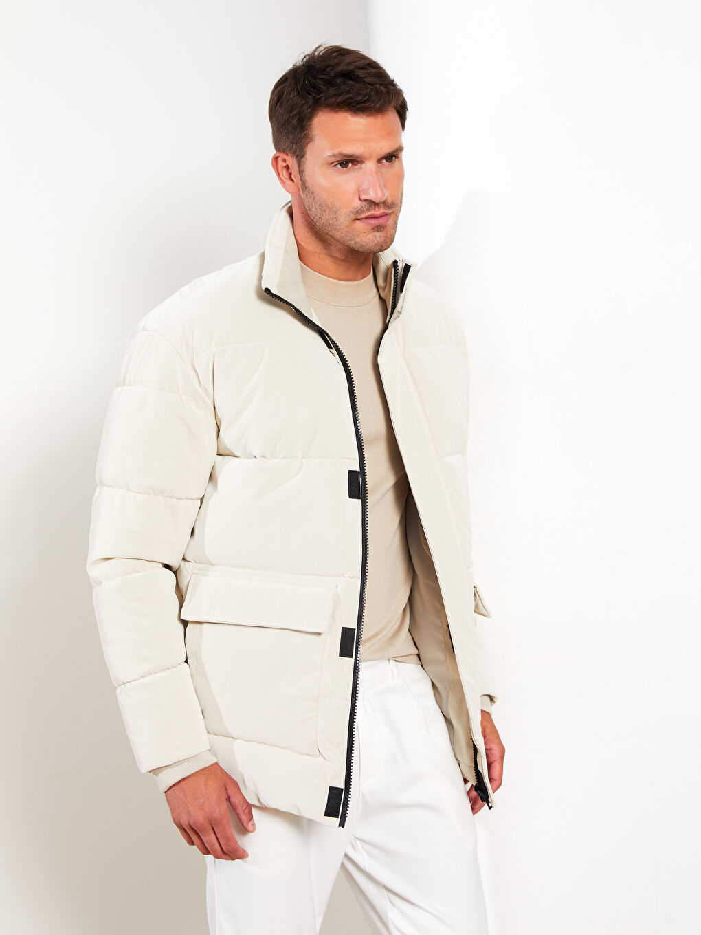 Standard Fit Funnel Neck Men's Puffer Coat-1