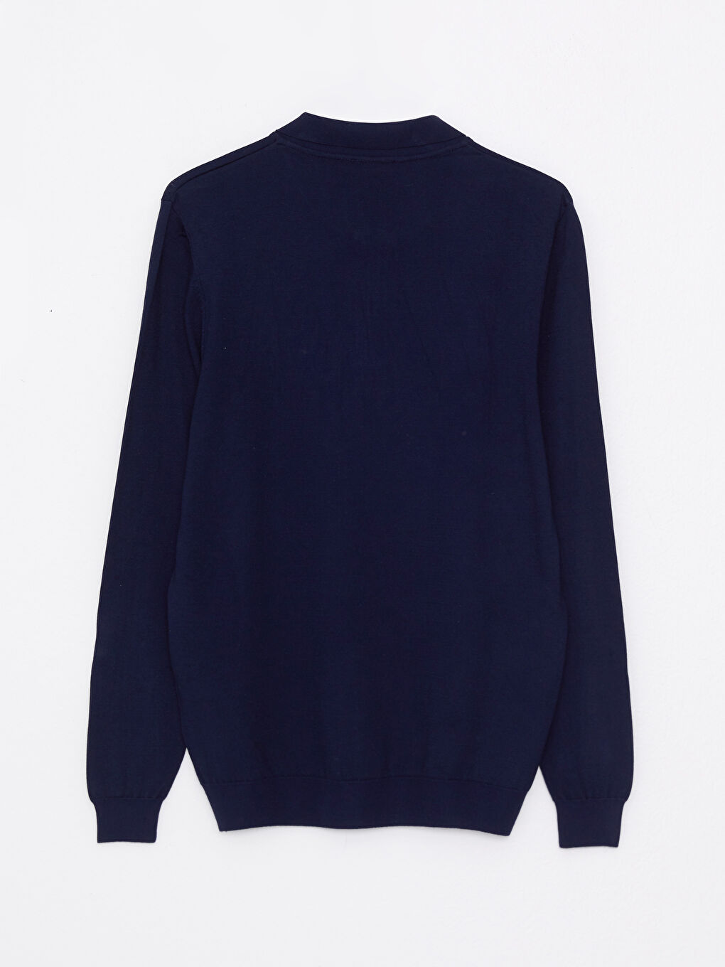 Lacivert Polo Yaka Uzun Kollu Pike Erkek Triko Kazak-6