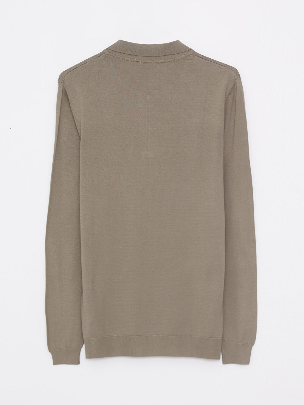 Bej Polo Yaka Uzun Kollu Pike Erkek Triko Kazak-6