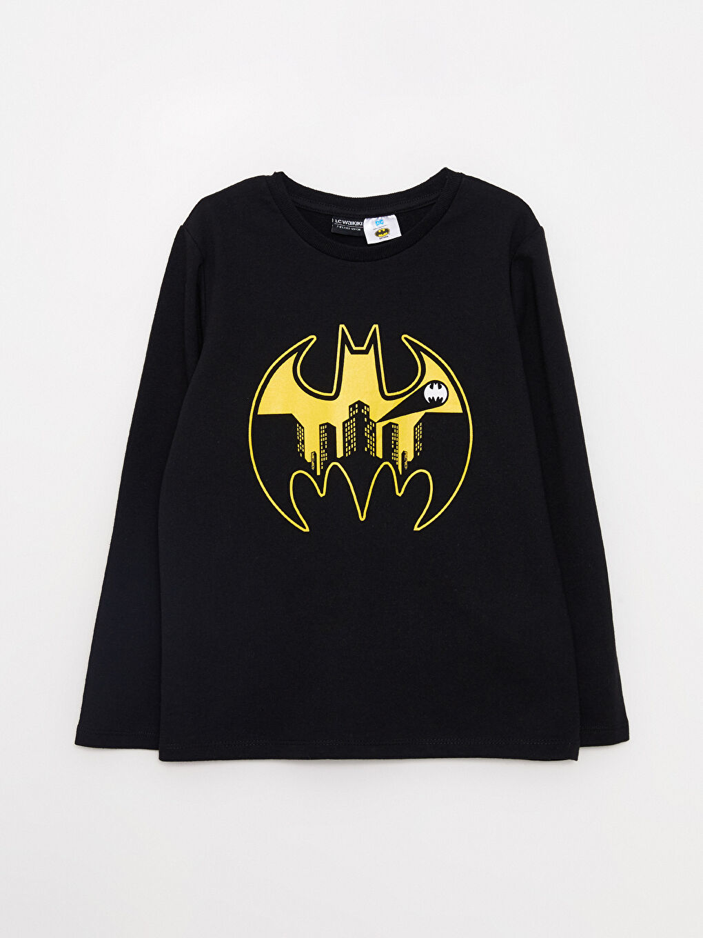 Crew Neck Batman Printed Long Sleeve Boys' T-Shirt