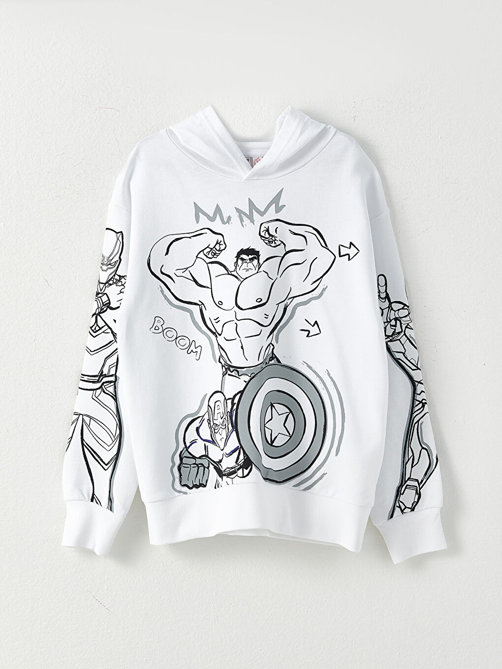 LCW Kids Kapüşonlu Avengers Baskılı Uzun Kollu Erkek Çocuk Sweatshirt -W23041Z4-R9K