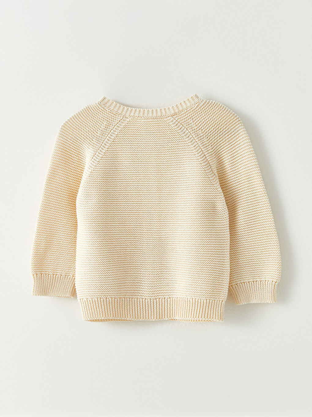 Ekru Bisiklet Yaka Uzun Kollu Kız Bebek Triko Hırka-2