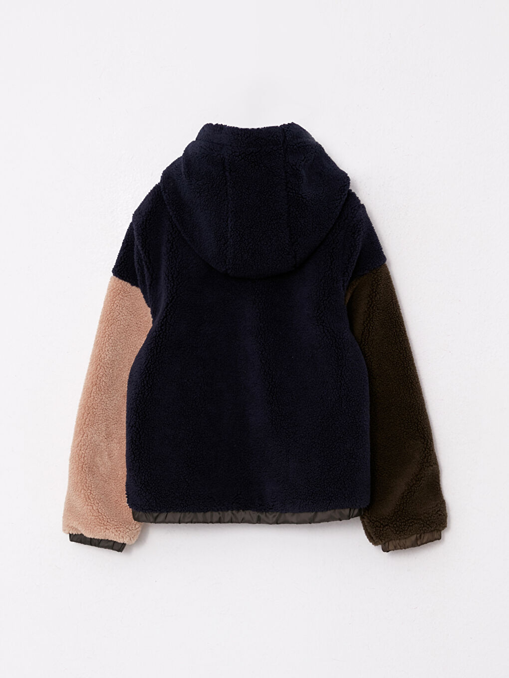 Hooded Color Block Plush Boys Jacket-1