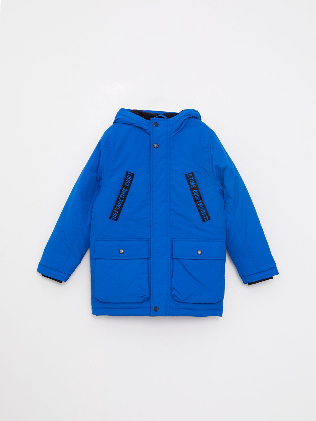LCW Kids Hooded Printed Boy Coat -W23082Z4-JUF