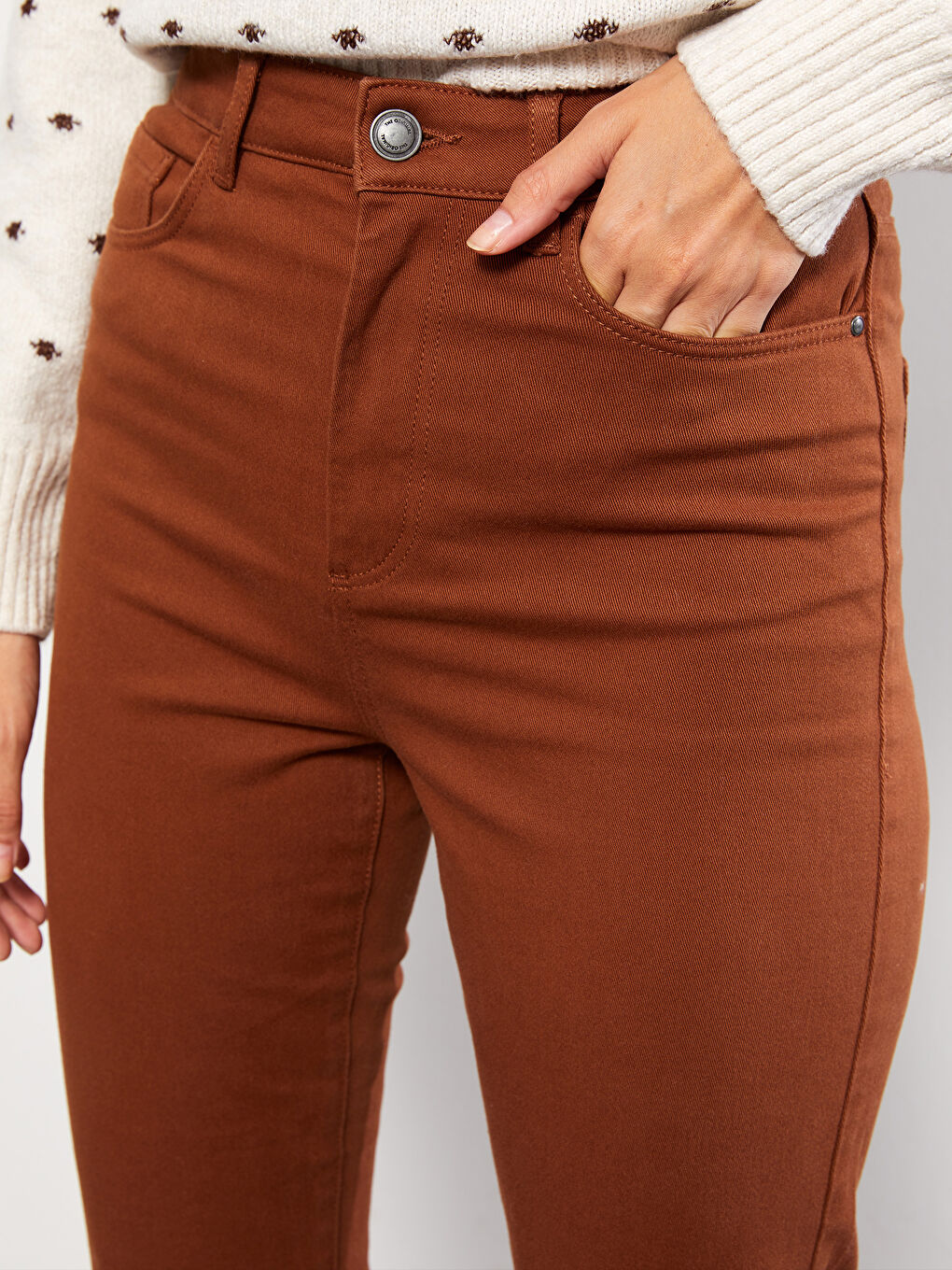 Standard Fit Regular Pocket Detailed Gabardine Women's Trousers -W23092Z8-HGN