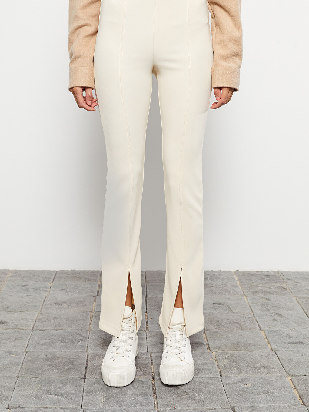 Women's Slim Fit Plain Trousers-3