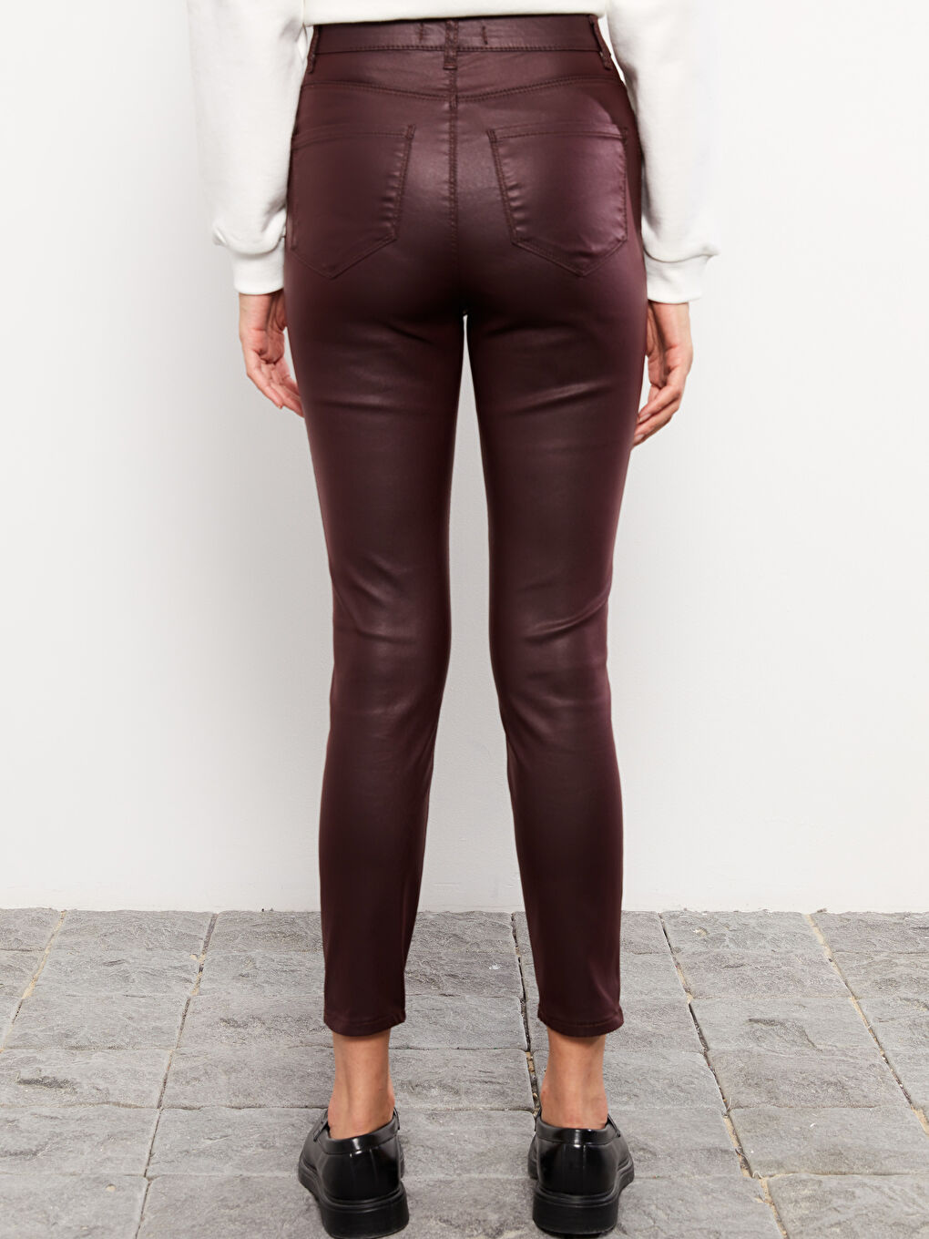 Ekstra Dar Fit Düz Cep Detaylı Kadın Pantolon-3