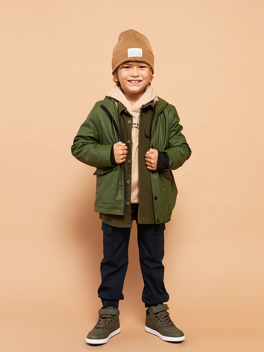 Palton Băieți Basic Cu Glugă