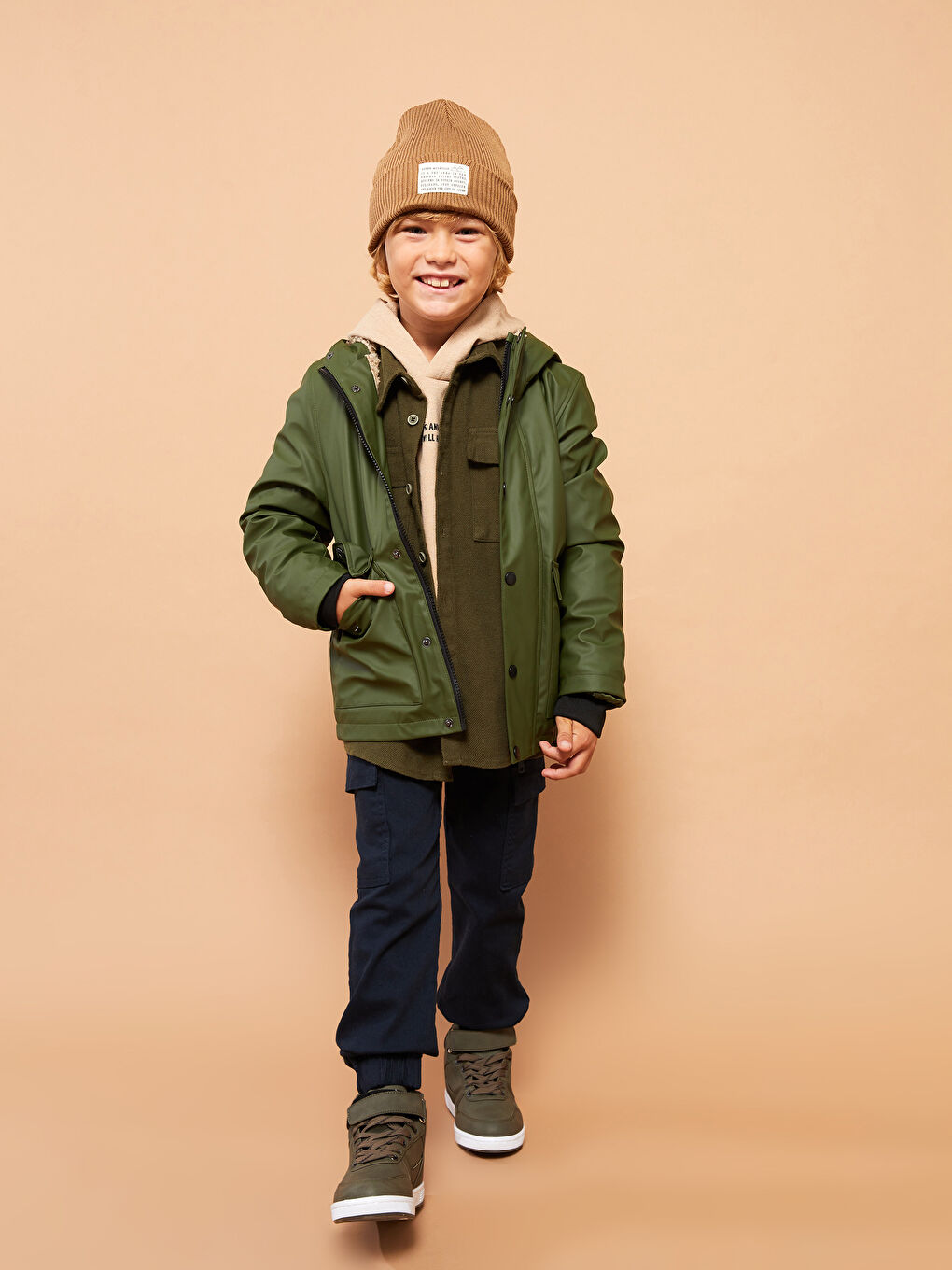 Palton Băieți Basic Cu Glugă-1