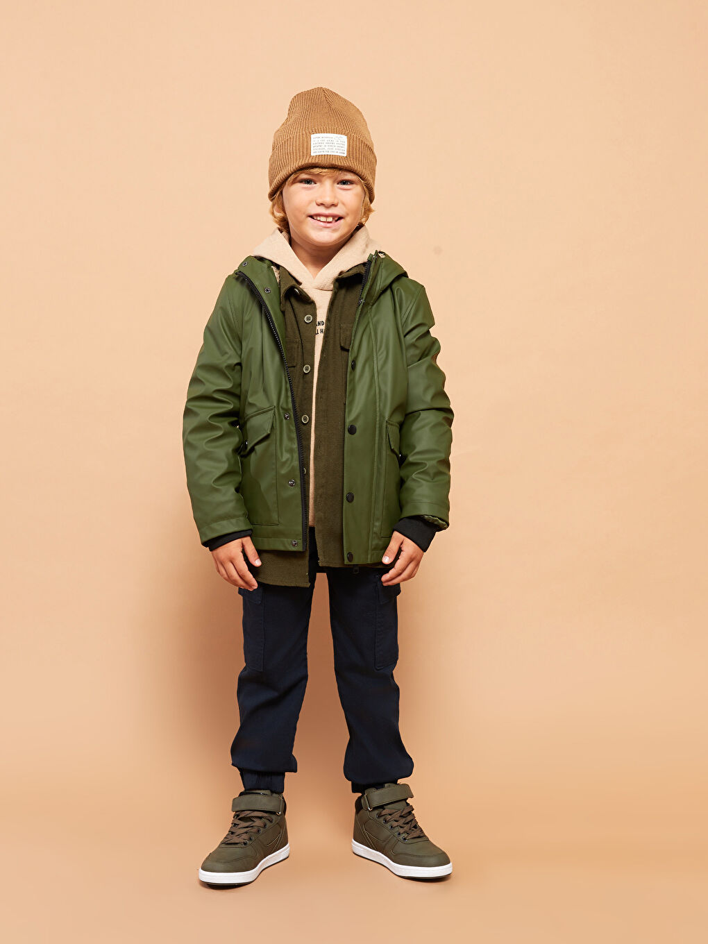 Palton Băieți Basic Cu Glugă-2