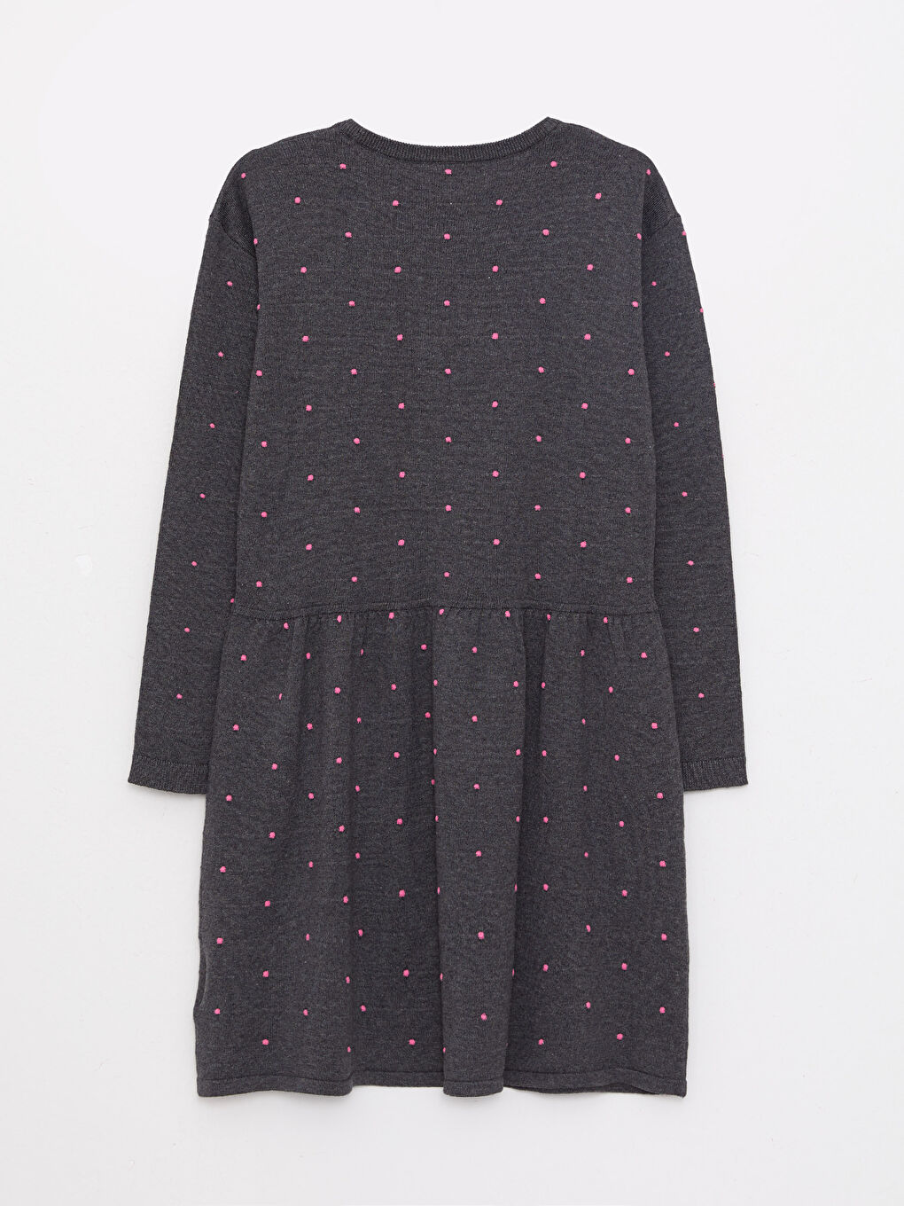 LCW Kids Crew Neck Polka Dot Long Sleeve Girl Tricot Dress -W23122Z4-L8N