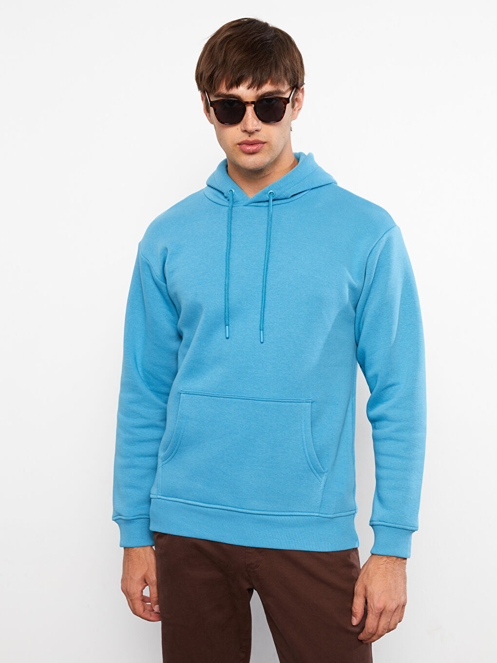 LCW Casual Mat Mavi Uzun Kollu Erkek Hoodie - 1