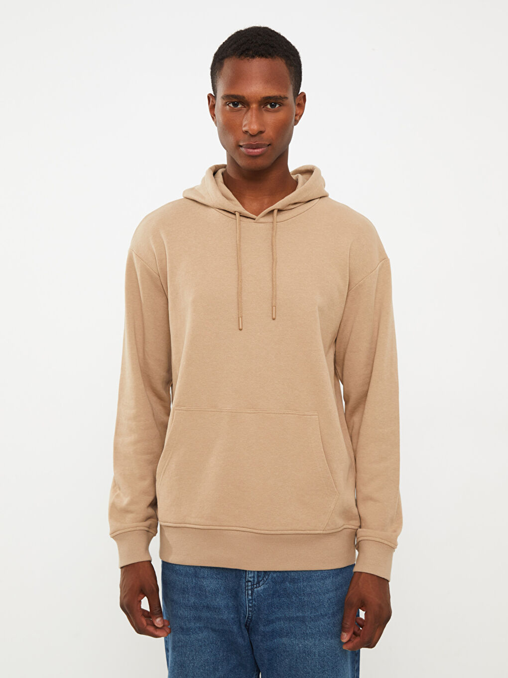 LCW Casual Bej Uzun Kollu Basic Erkek Hoodie - 1