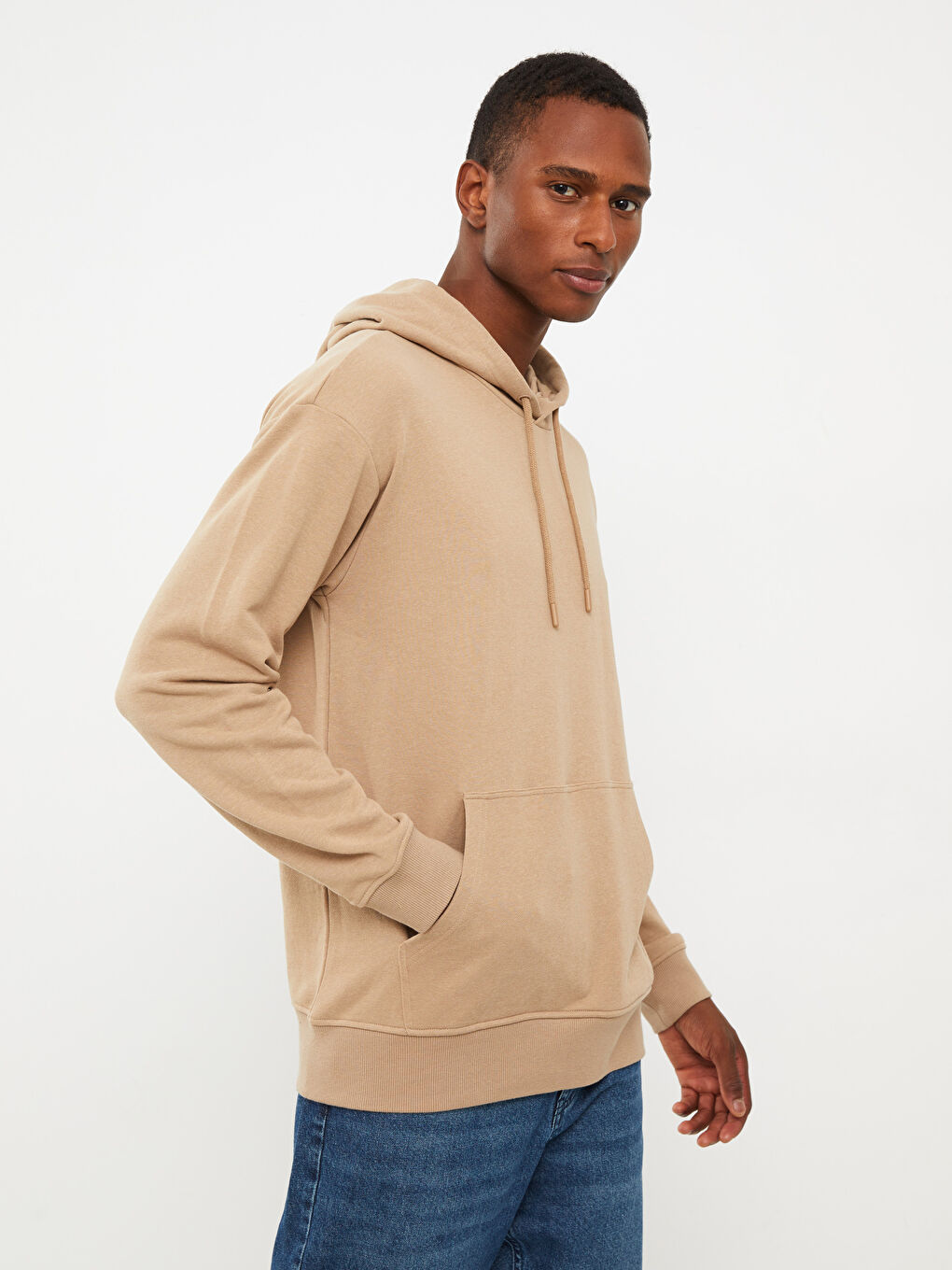 LCW Casual Bej Uzun Kollu Basic Erkek Hoodie - 2