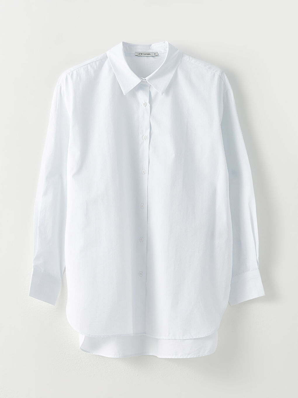Buttoned Regular Long Sleeve Poplin Women's Shirt-5