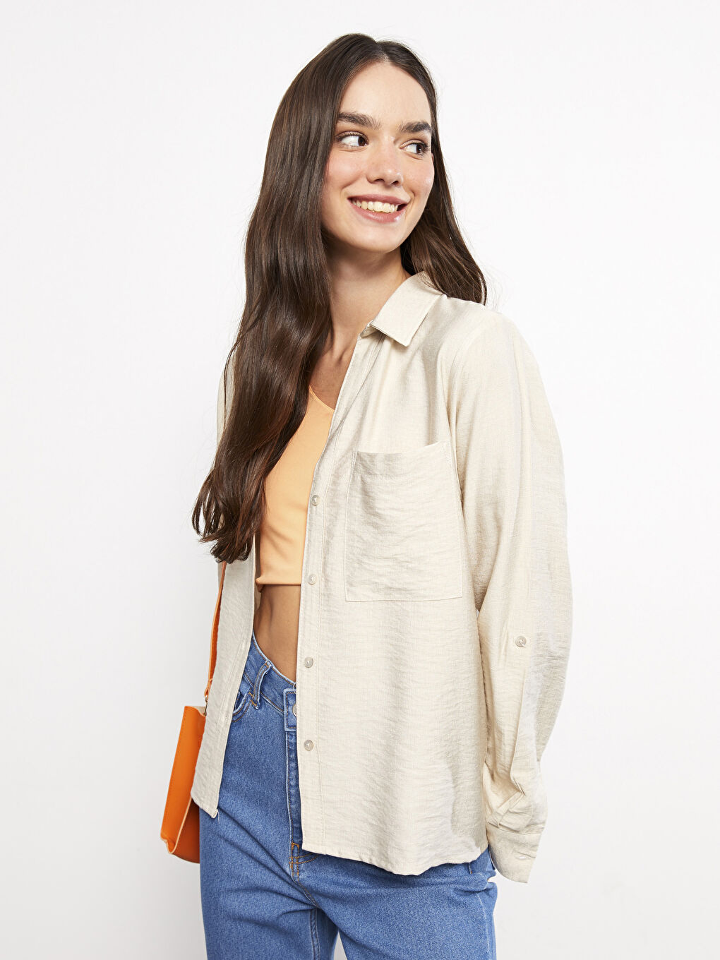 Рубашка с пуговицами, стандартная, с длинным рукавом, для женщин