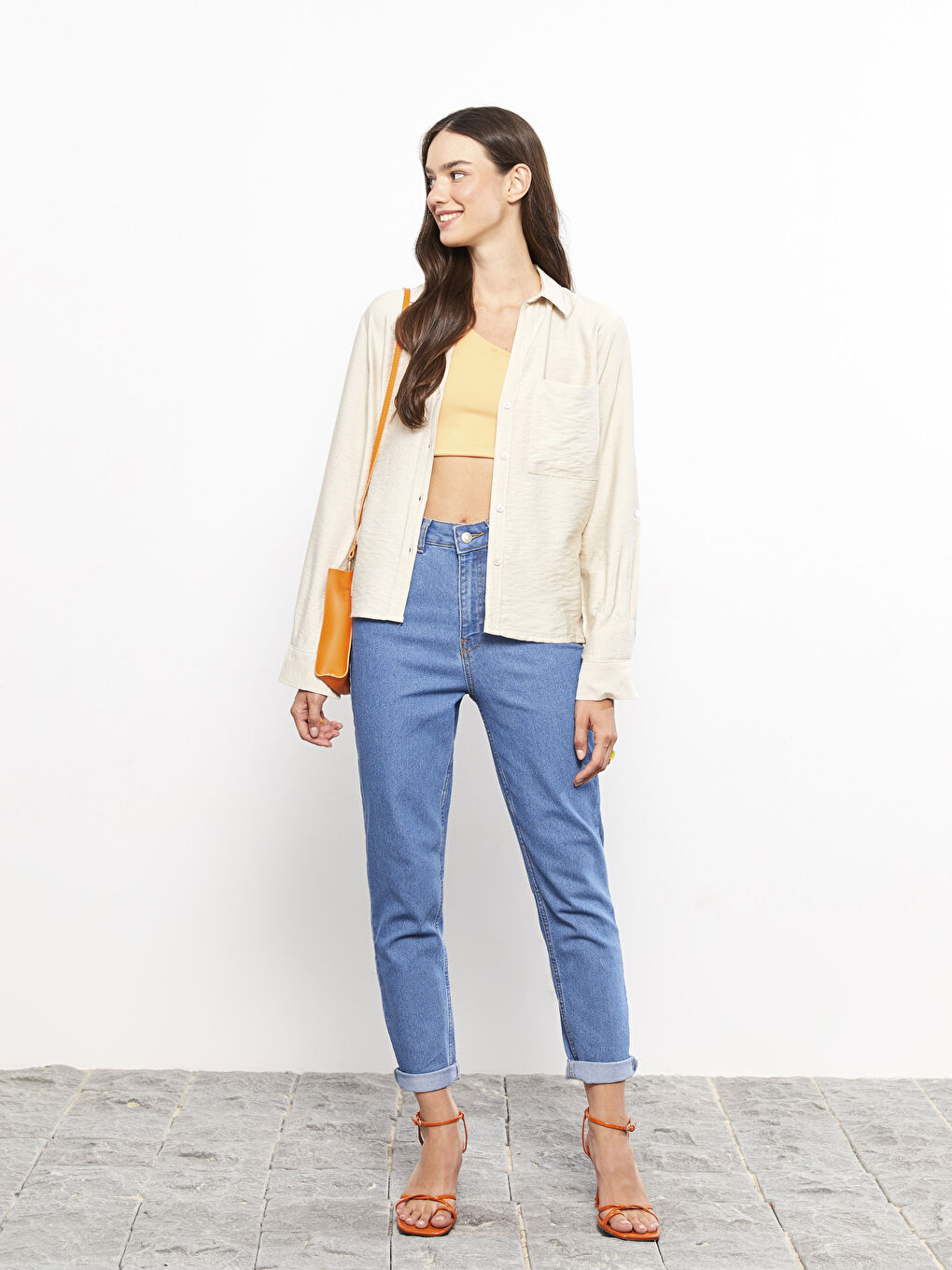 Рубашка с пуговицами, стандартная, с длинным рукавом, для женщин-3