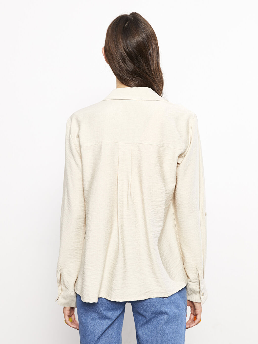 Рубашка с пуговицами, стандартная, с длинным рукавом, для женщин-5