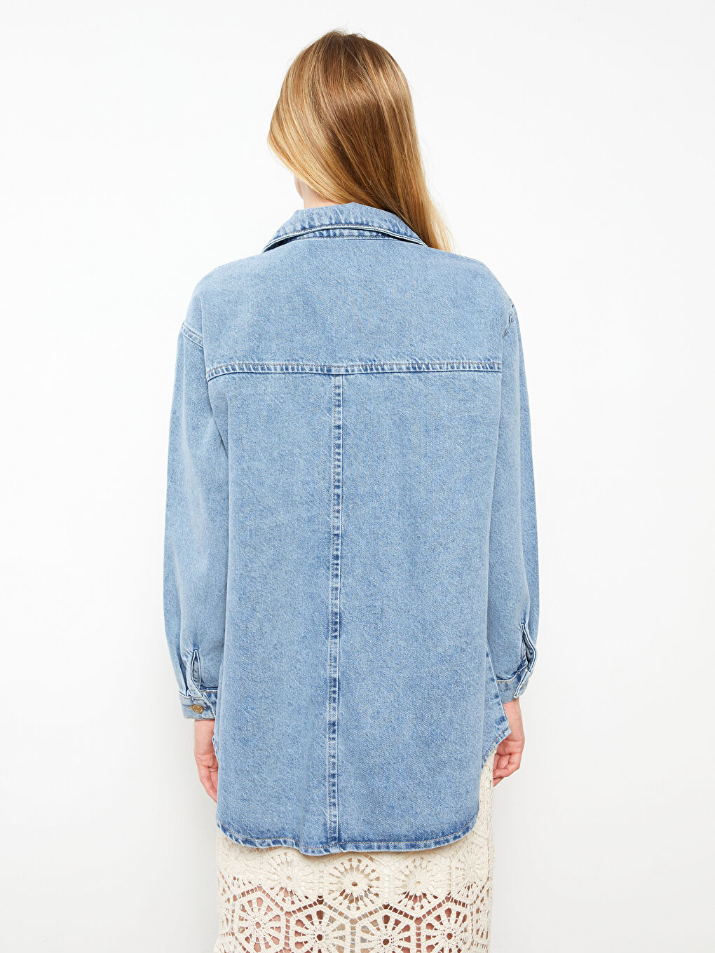 جاكيت جينز بياقة للسيدات-4