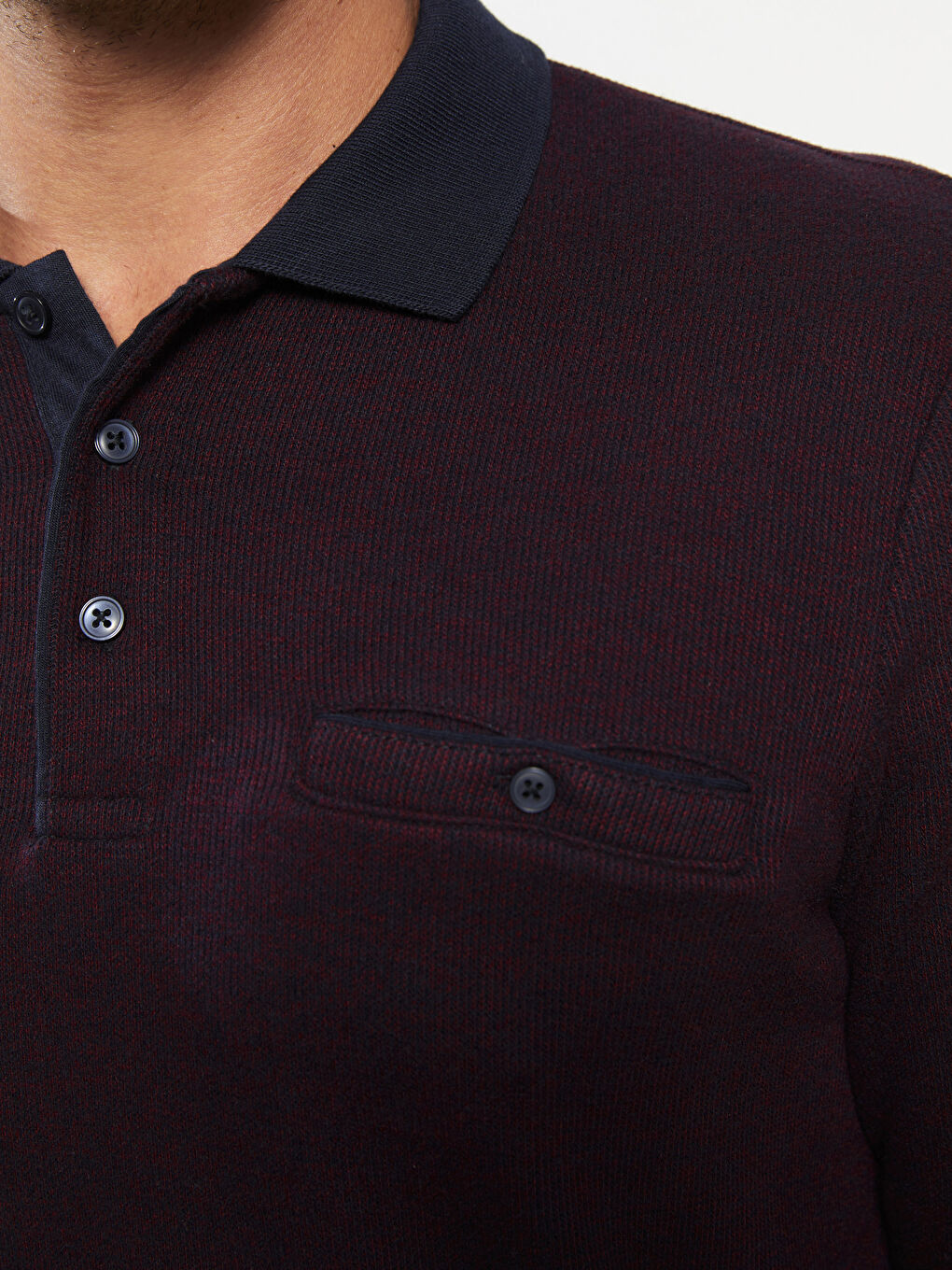 LCWAIKIKI Classic Polo Neck Long Sleeve Men's Sweatshirt -W23136Z8-MJA