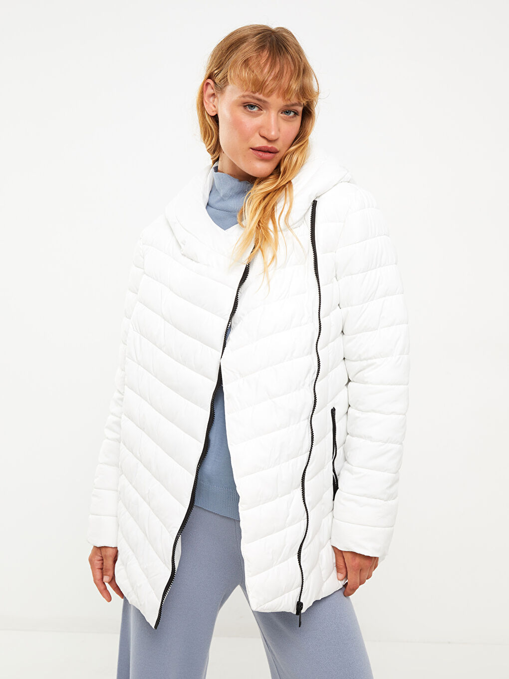 Women's Hooded Plain Puffer Coat