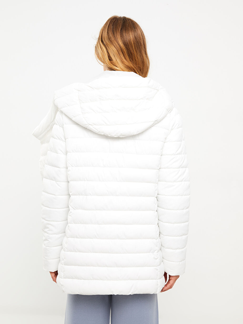 Women's Hooded Plain Puffer Coat-5