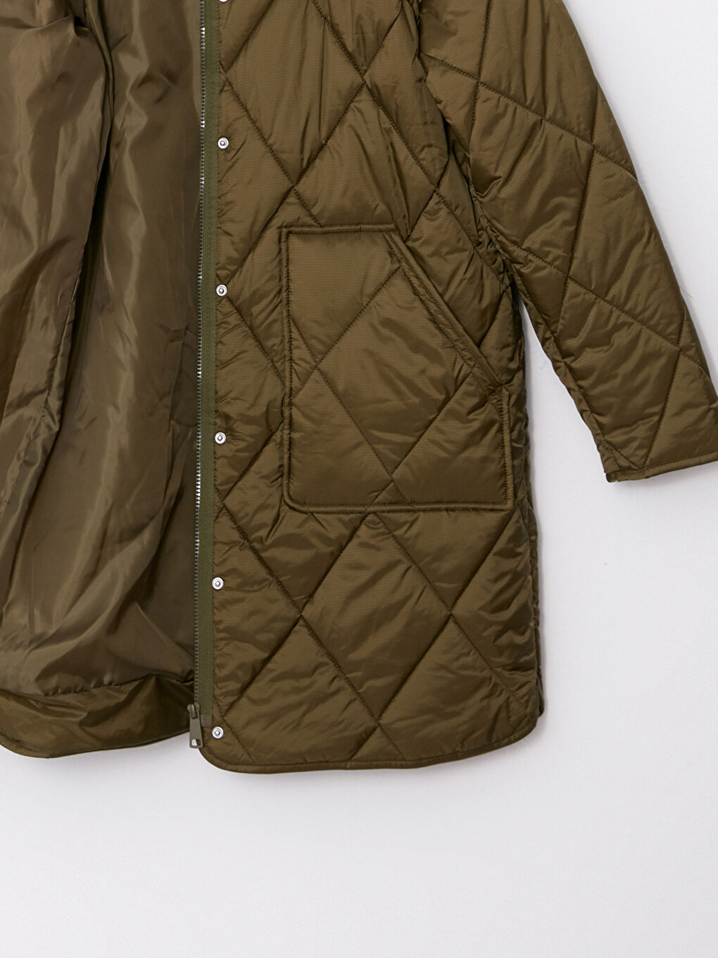 Women's Down Jacket With Stand Collar Quilted Pattern Long Sleeve -W23148Z8-RYT