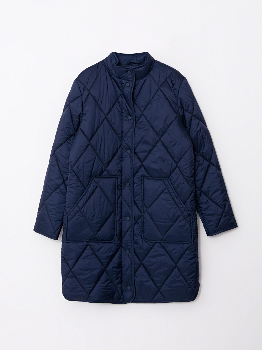 Шушляково яке за жени с яка тип фуния, капитониран десен и дълъг ръкав-6