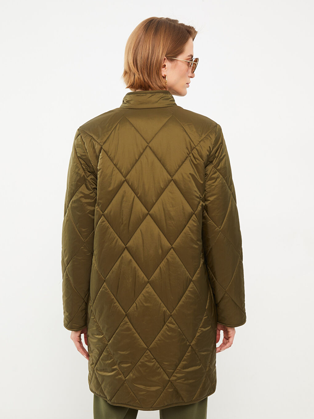 Women's Down Jacket With Stand Collar Quilted Pattern Long Sleeve -W23148Z8-RYT