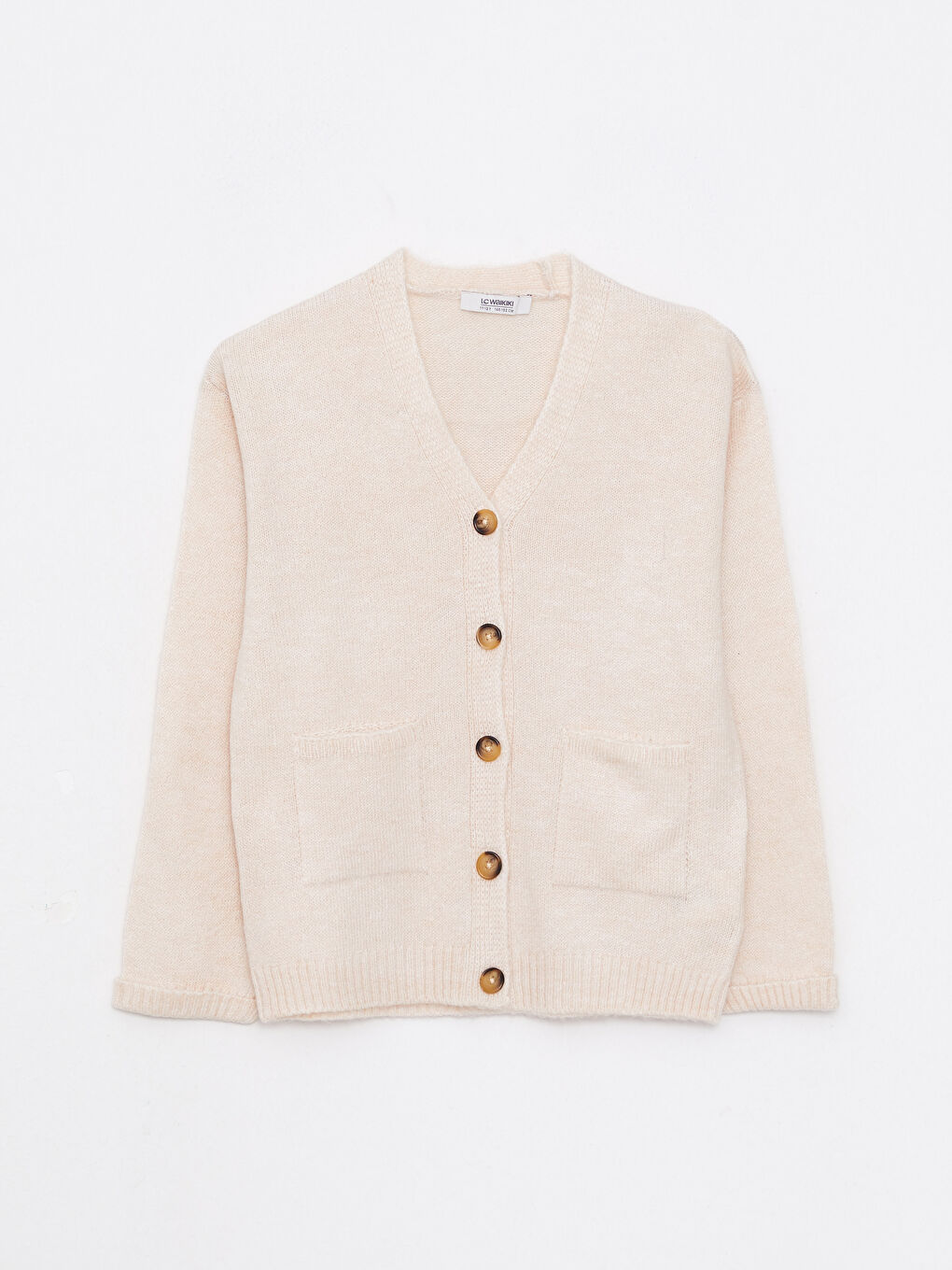 V Neck Basic Long Sleeve Girls' Knitwear Cardigan