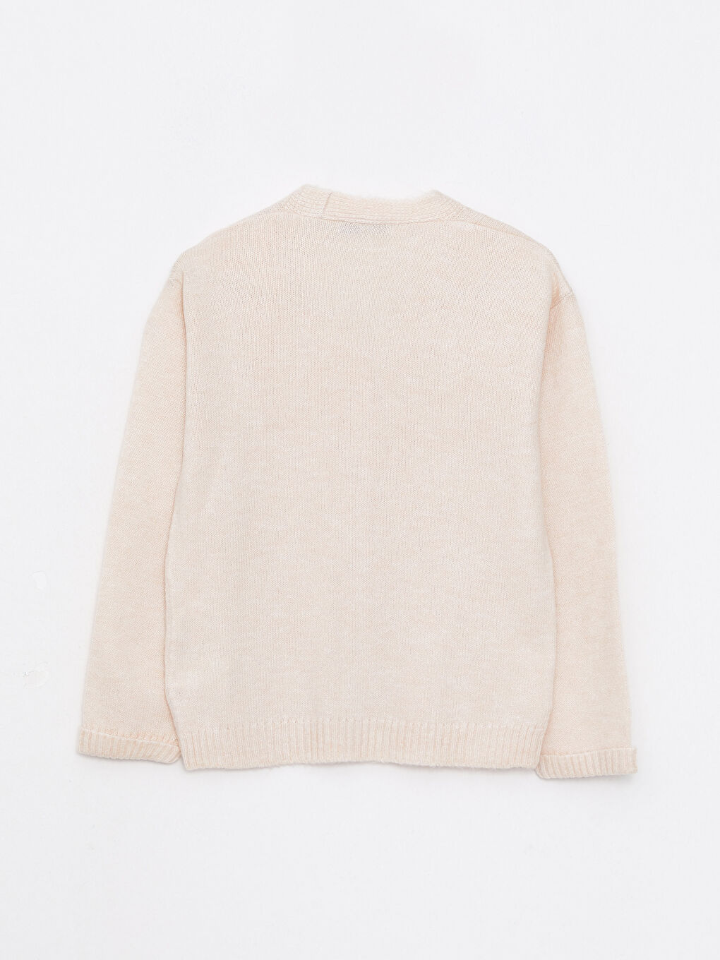 V Neck Basic Long Sleeve Girls' Knitwear Cardigan-1