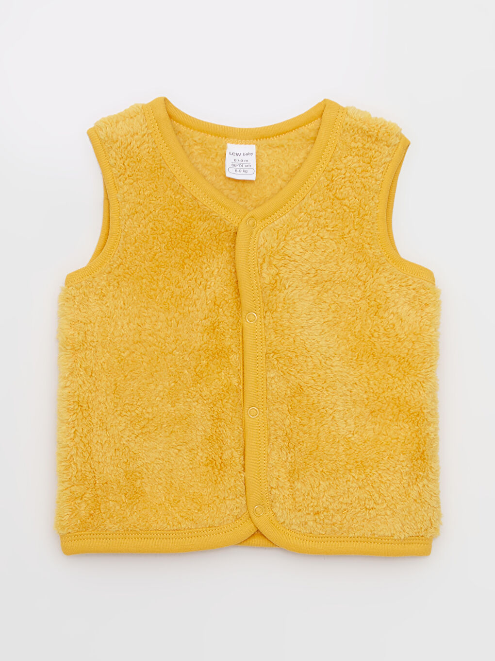 Sarı Bisiklet Yaka Pelüş Erkek Bebek Yelek