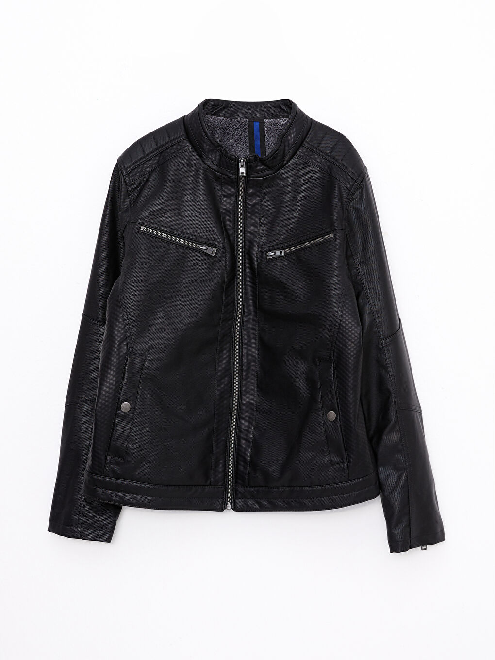 Siyah Slim Fit Kapüşonlu Erkek Deri Görünümlü Mont-6