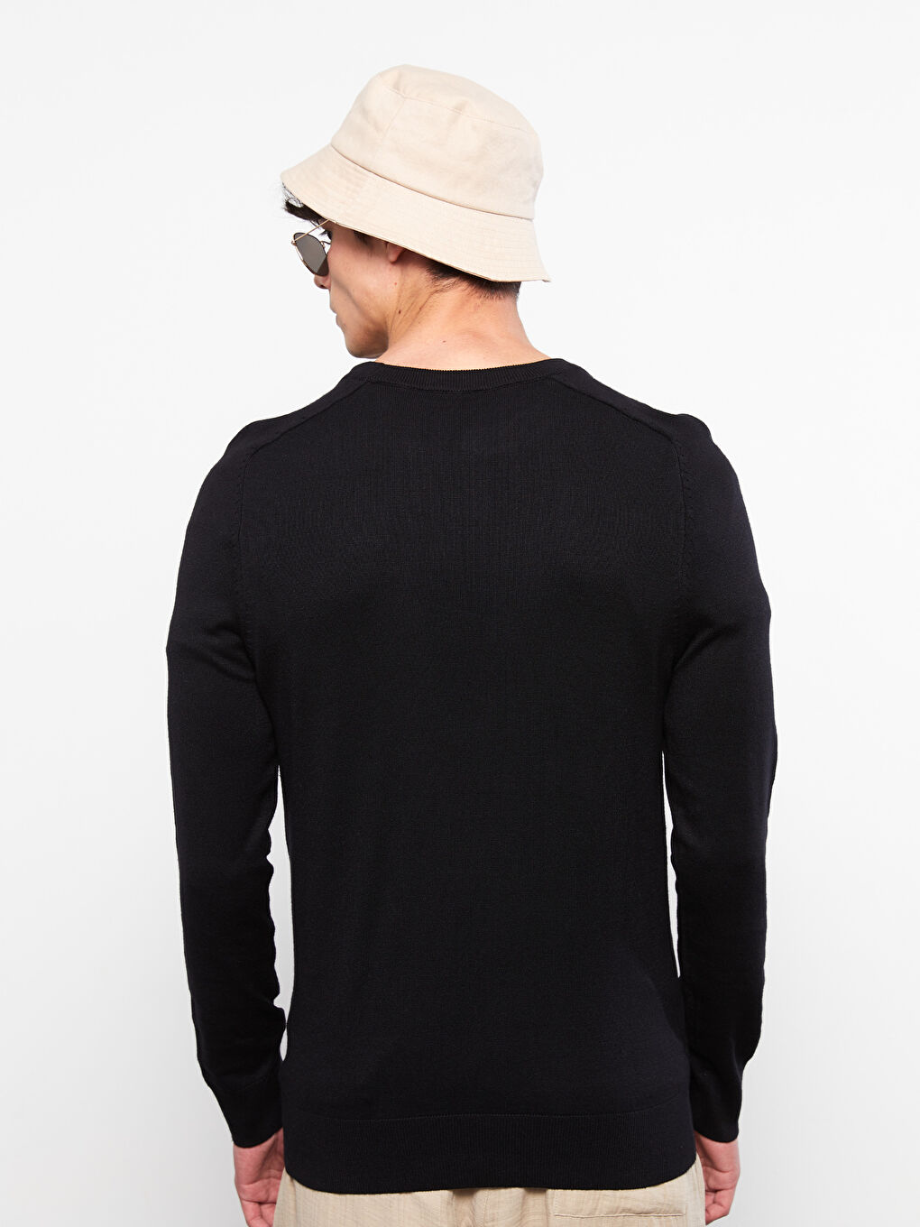 Siyah Bisiklet Yaka Erkek Triko Kazak-3