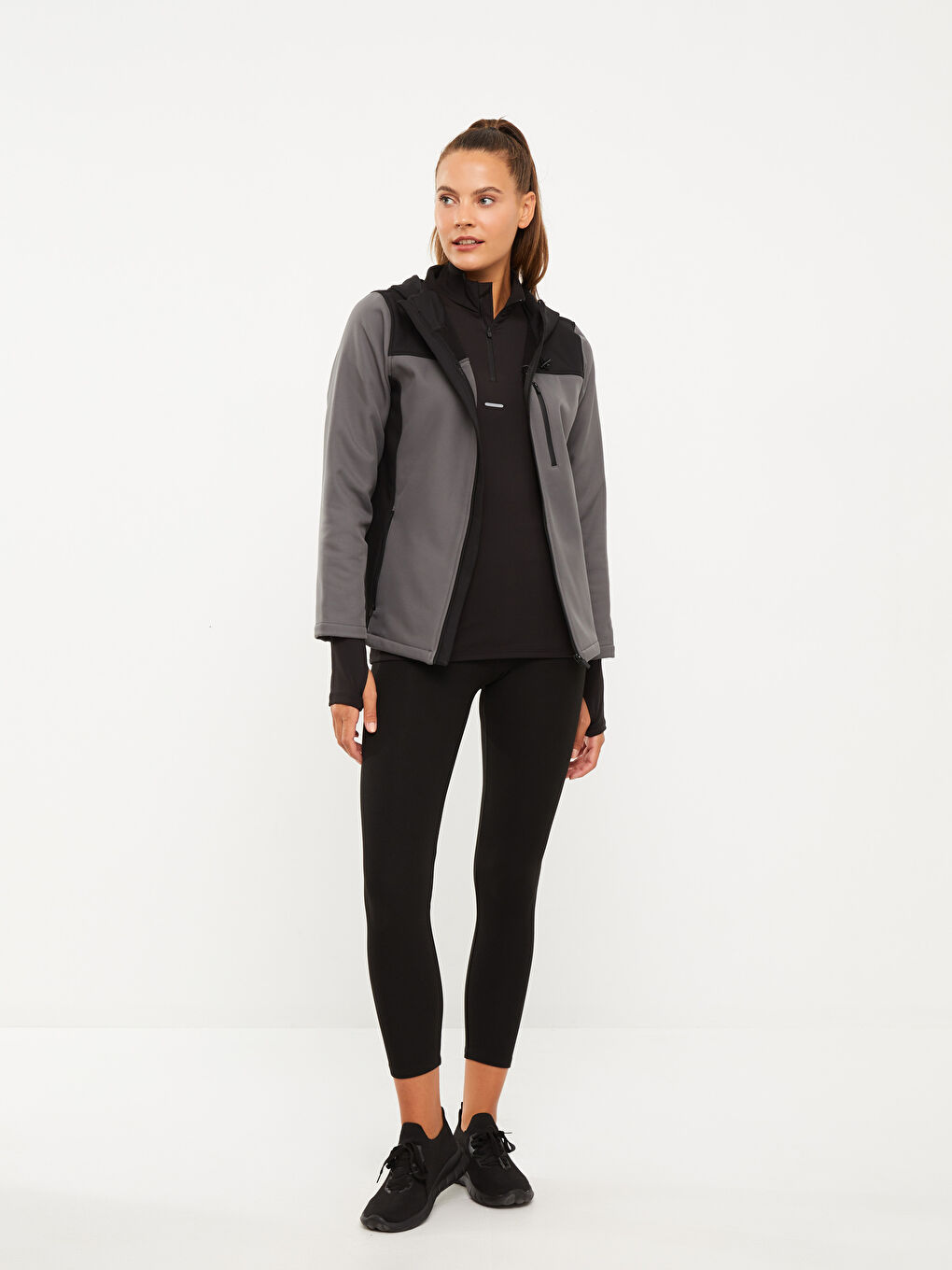 Hooded Color Block Long Sleeve Women's Outdoor Cardigan