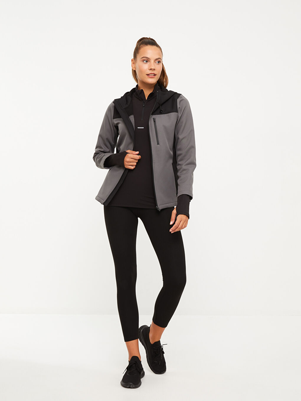 Hooded Color Block Long Sleeve Women's Outdoor Cardigan-3