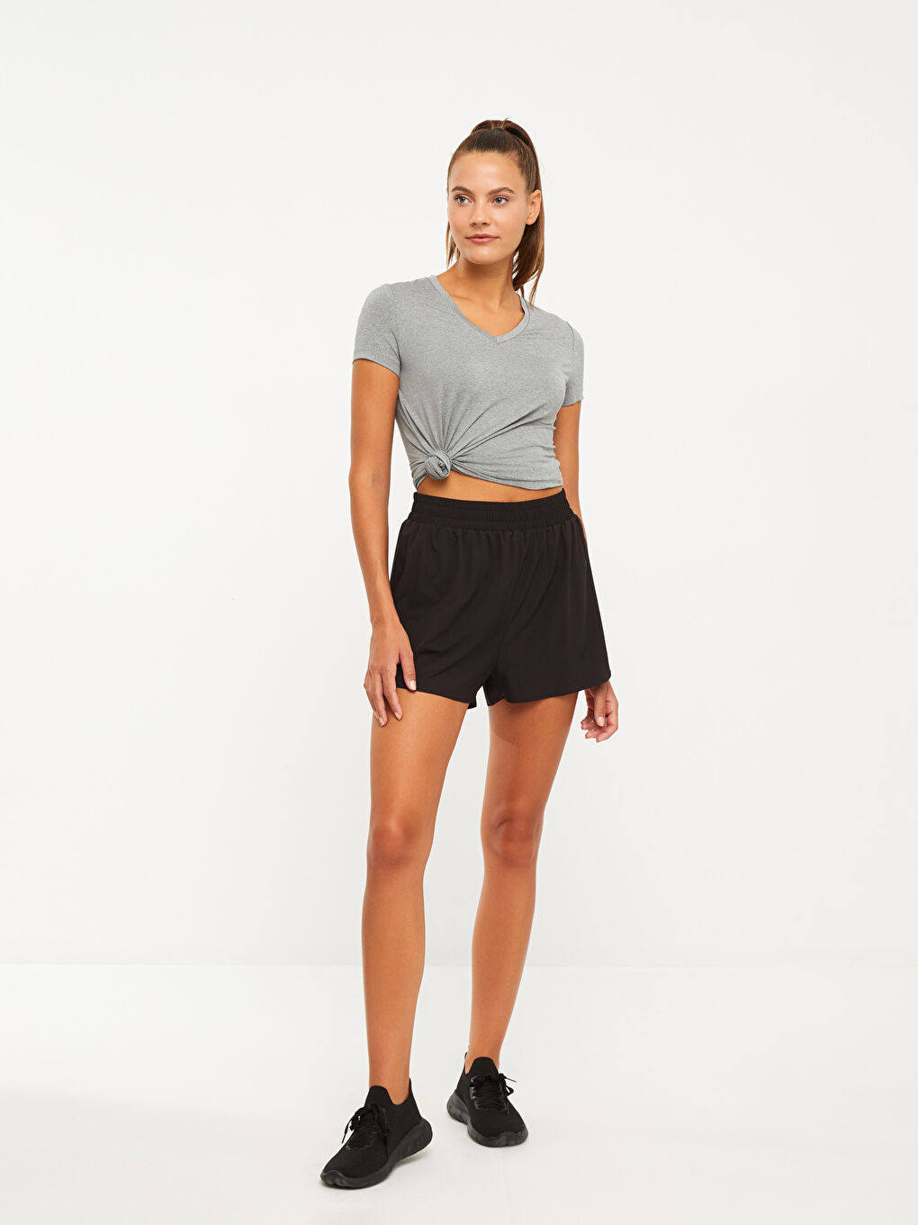LCW OUTDOOR Women's Straight Elastic Waist Outdoor Shorts -W23200Z8-CVL