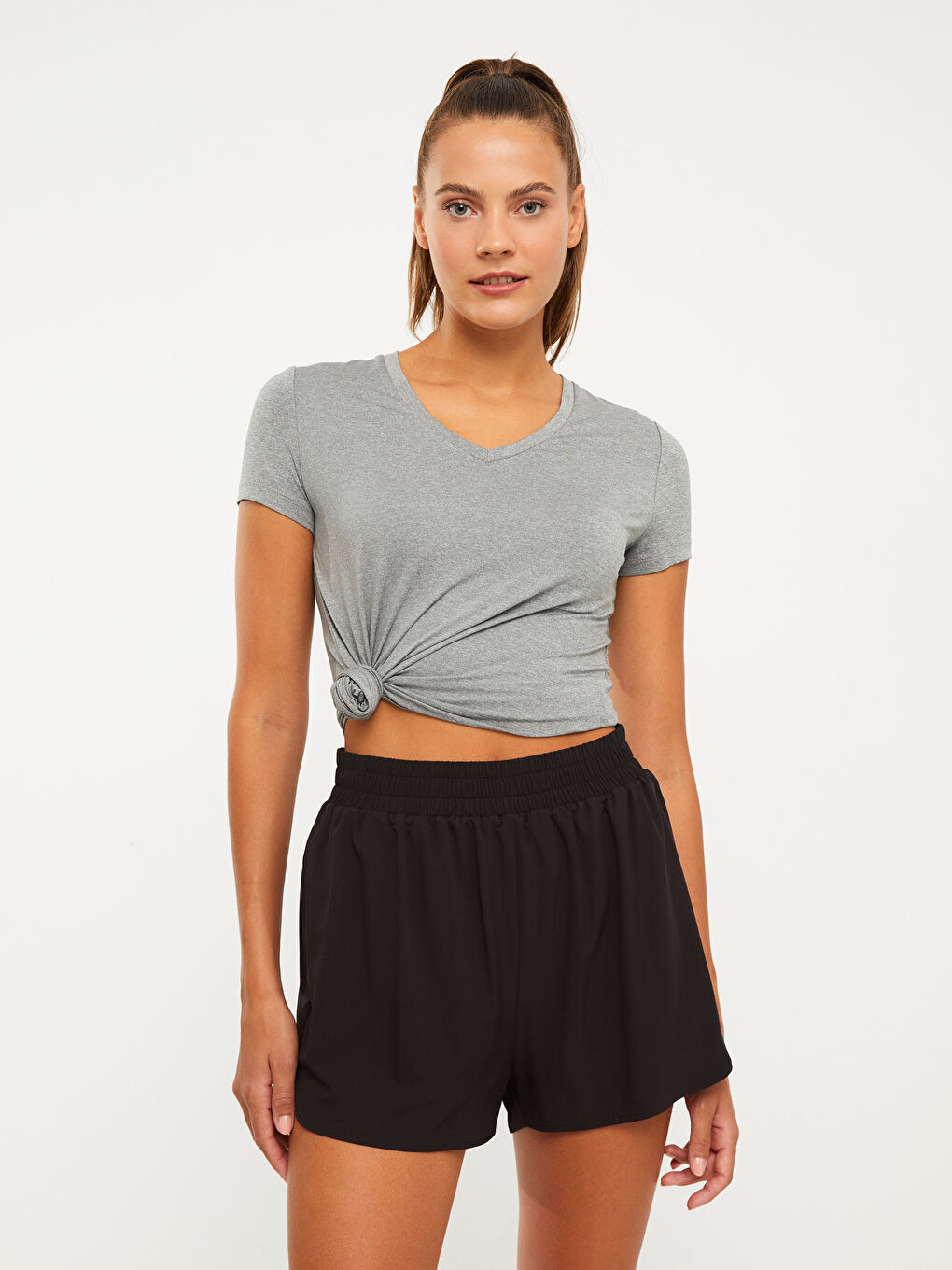LCW OUTDOOR Women's Straight Elastic Waist Outdoor Shorts -W23200Z8-CVL