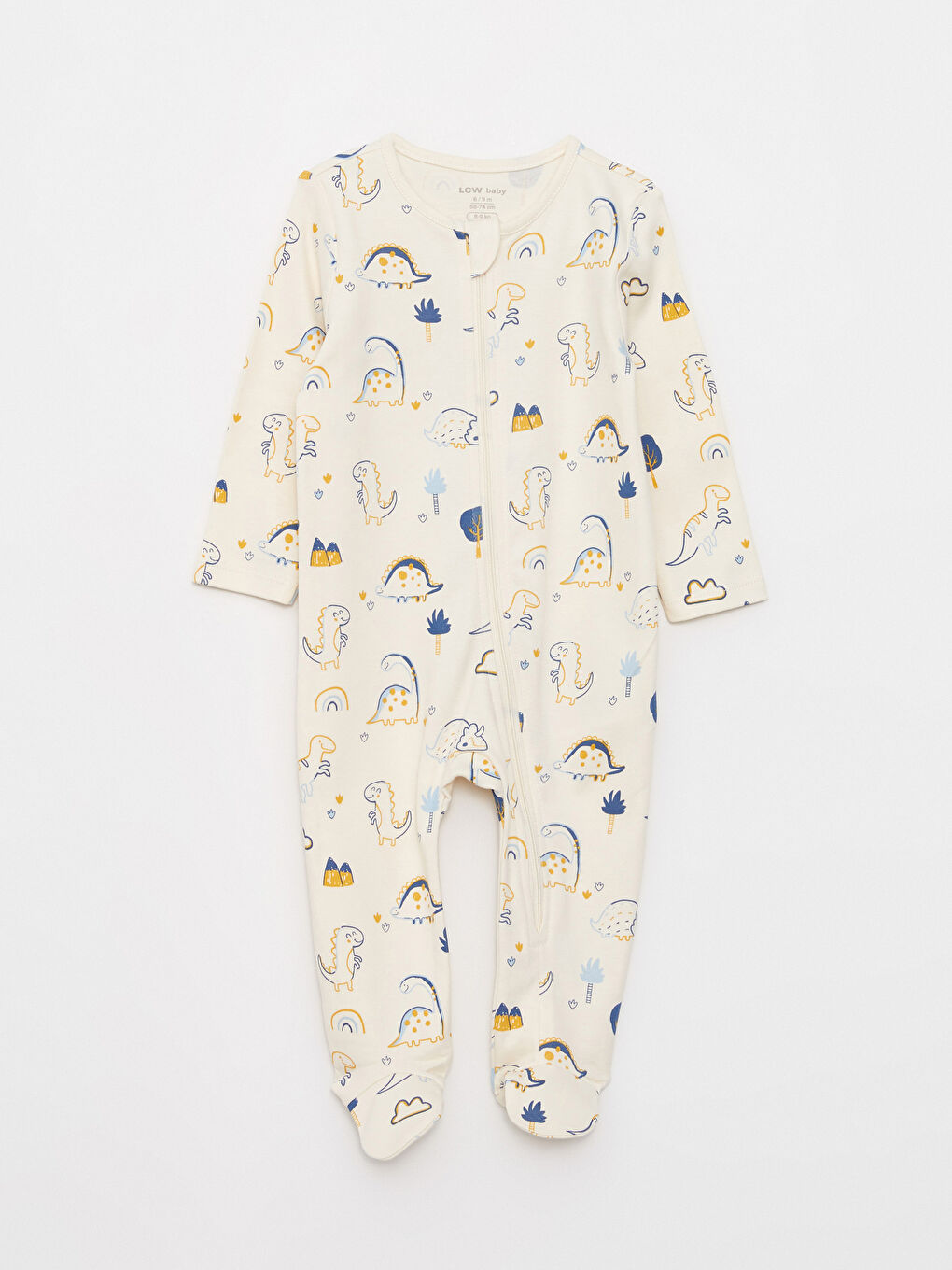 Sarı Bisiklet Yaka Uzun Kollu Baskılı Erkek Bebek Tulum 2'li-1