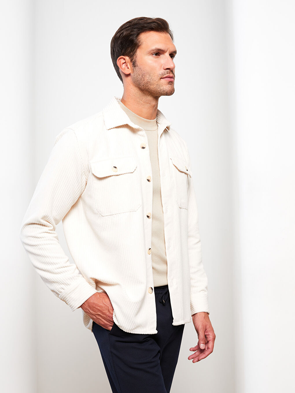 Comfortable Fit Long Sleeve Velvet Men's Shirt Jacket