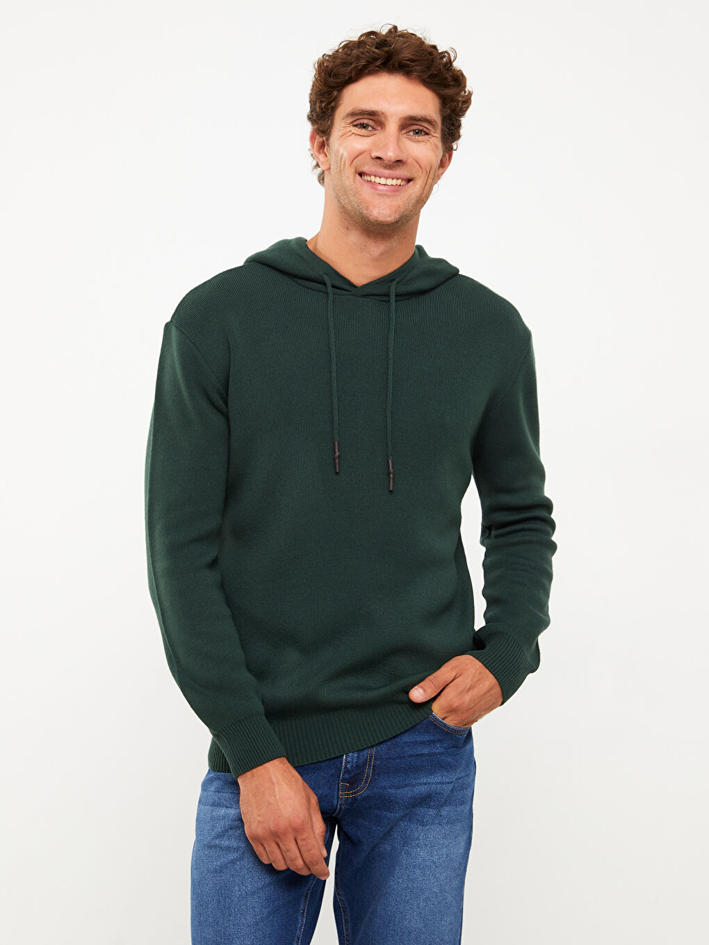 Hooded Long Sleeve Men's Tricot Sweater