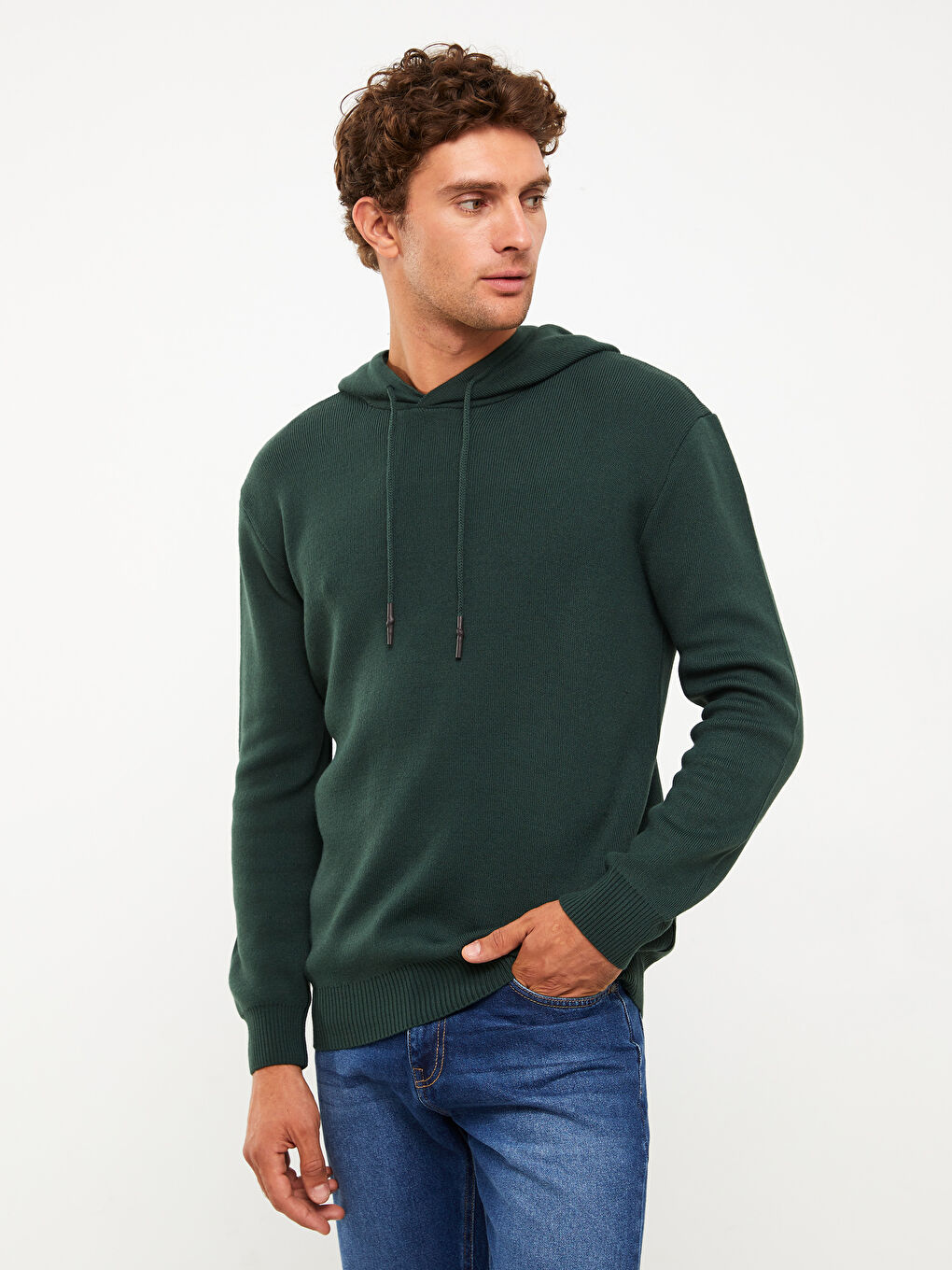 Hooded Long Sleeve Men's Tricot Sweater-1